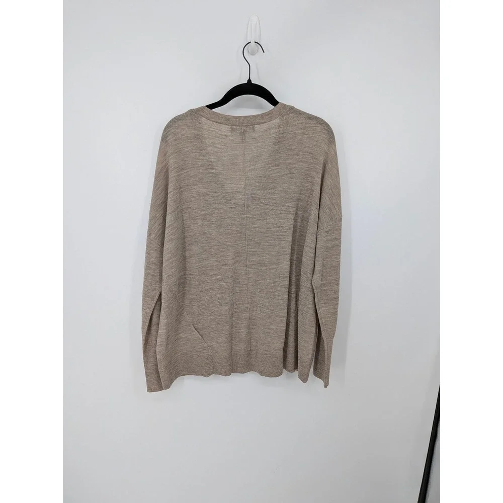 Banana Republic Sweater Womens Large Tan Merino Wool V Neck Long Sleeve Soft NWT